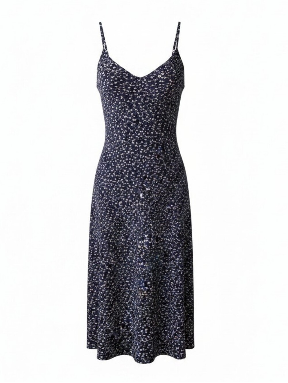 Bombshell Women’s XS Navy Floral Midi Dress Spaghetti Strap Vintage Style Dress